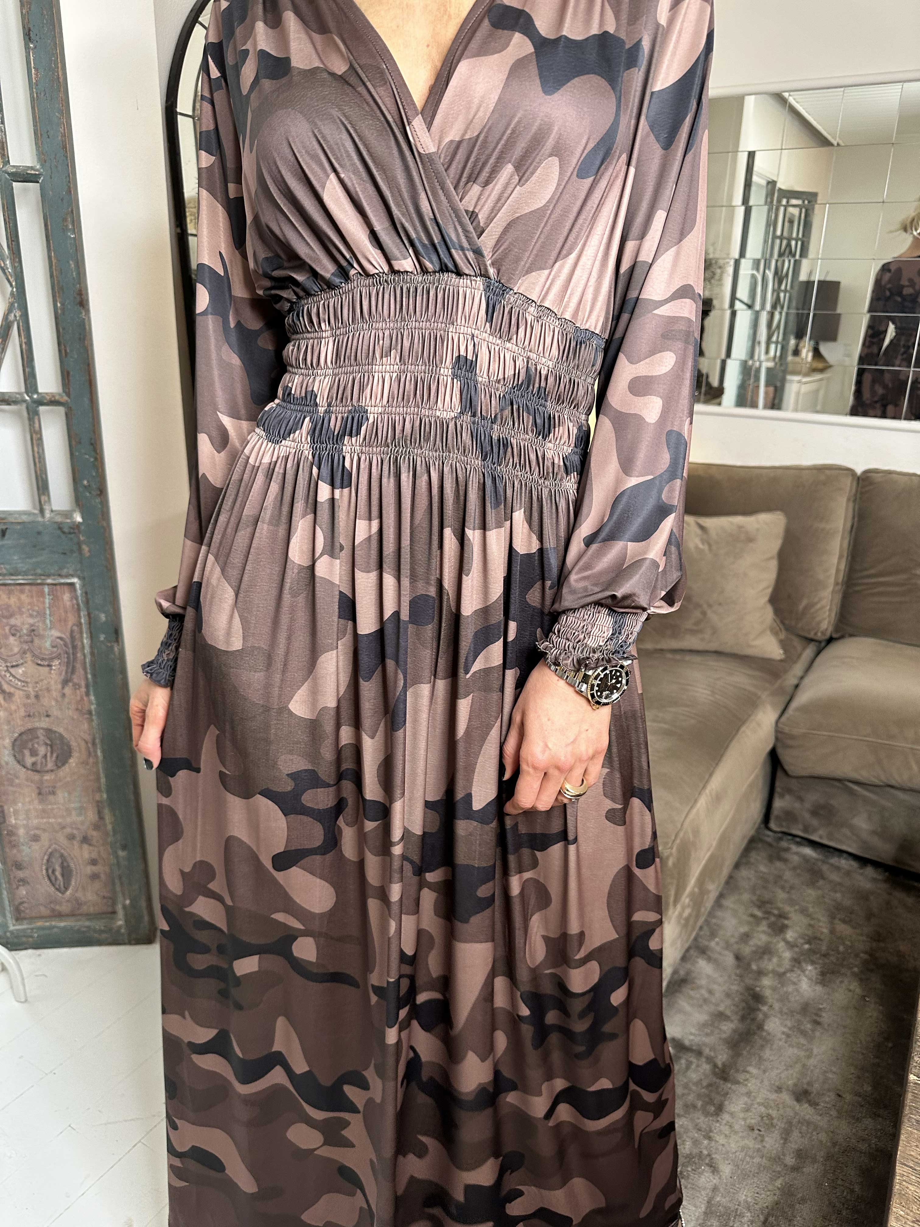 Pams Camo L/S - Kjol med resår i kamouflagemönster